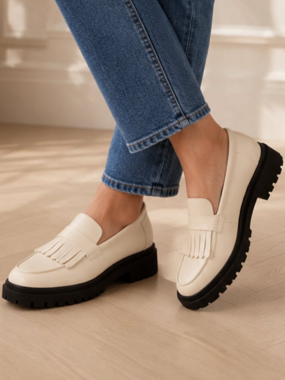 Gianni Bini x Sydney Silverman Allie Leather Kiltie Lug Loafers 6M NWOB